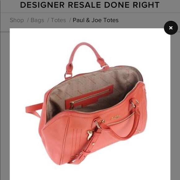 Coral Paul and Joe Sister Satchel Handbag w Strap - Picture 3 of 8